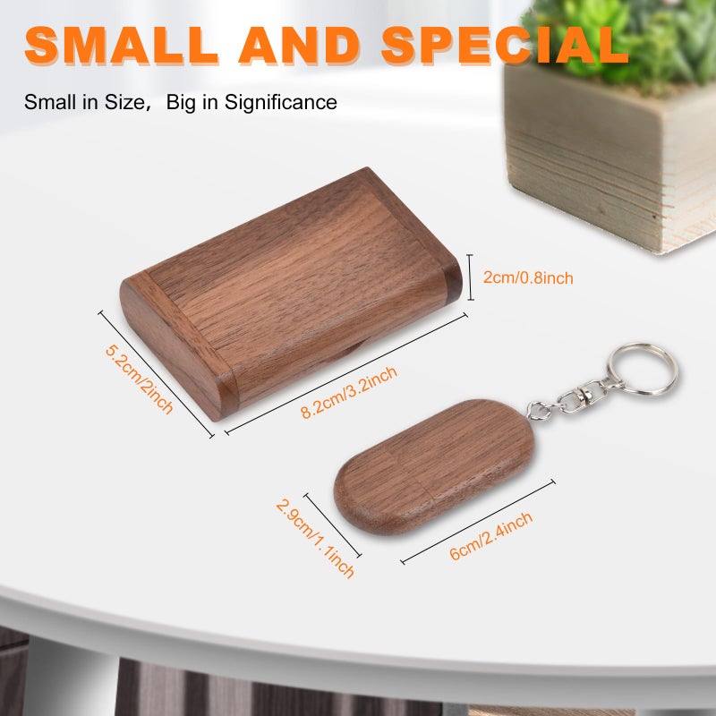 Fire Stone Novelty Wooden USB 2.0 Flash Drive 32GB Data Storage Memory Stick USB Stick Ellipse Pendrive with Wooden Box - Image 5